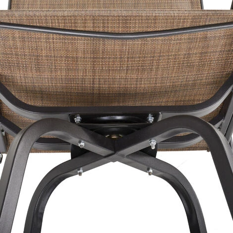 Outsunny Ensemble Salon De Jardin Bar 3 Pièces 2 Tabourets Pivotants + 1 Table Bistro Plateau Verre Trempé Acier Textilène Marron - Marron 7 Outsunny Ensemble Salon De Jardin Bar 3 Pièces 2 Tabourets Pivotants + 1 Table Bistro Plateau Verre Trempé Acier Textilène Marron - Marron – Image 5