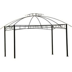 Outsunny Tonnelle Barnum Pavillon De Jardin Style Colonial Double Toit Toiles Latérales Amovibles 3,6L X 2,97l X 2,73H M Polyester Crème Café -Outsunny Soldes Magasin 29647620 4