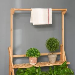 Outsunny Étagère échelle à Fleurs En Bois De Bambou - Porte Plante Bois 3 étagères + Barre Support Pour Pots Suspendus 10 Outsunny Étagère échelle à Fleurs En Bois De Bambou - Porte Plante Bois 3 étagères + Barre Support Pour Pots Suspendus -Outsunny Soldes Magasin 29675674 4