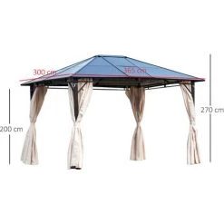 Outsunny Pavillon De Jardin Tonnelle Rigide Dim. 3,65L X 3l X 2,7H M Rideaux Latéraux Anti-UV Beige Acier Noir Polycarbonate - Beige 9 Outsunny Pavillon De Jardin Tonnelle Rigide Dim. 3,65L X 3l X 2,7H M Rideaux Latéraux Anti-UV Beige Acier Noir Polycarbonate - Beige -Outsunny Soldes Magasin 29823768 3