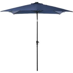 Outsunny Parasol Lumineux Rectangulaire Inclinable Dim. 2,68L X 2,05l X 2,48H M Parasol LED Solaire Métal Polyester Haute Densité Bleu - Bleu