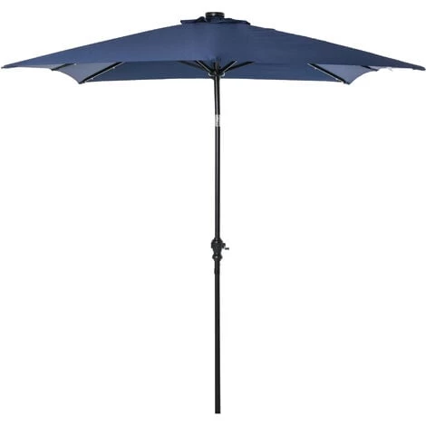 Outsunny Parasol Lumineux Rectangulaire Inclinable Dim. 2,68L X 2,05l X 2,48H M Parasol LED Solaire Métal Polyester Haute Densité Bleu - Bleu 3 Outsunny Parasol Lumineux Rectangulaire Inclinable Dim. 2,68L X 2,05l X 2,48H M Parasol LED Solaire Métal Polyester Haute Densité Bleu - Bleu