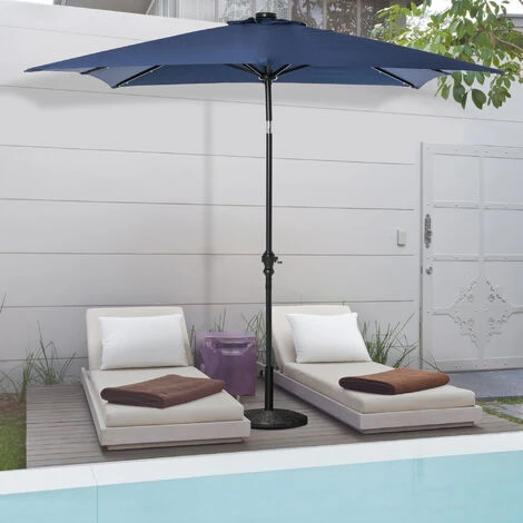 Outsunny Parasol Lumineux Rectangulaire Inclinable Dim. 2,68L X 2,05l X 2,48H M Parasol LED Solaire Métal Polyester Haute Densité Bleu - Bleu 4 Outsunny Parasol Lumineux Rectangulaire Inclinable Dim. 2,68L X 2,05l X 2,48H M Parasol LED Solaire Métal Polyester Haute Densité Bleu - Bleu – Image 2