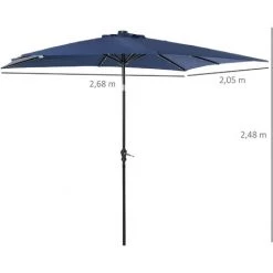 Outsunny Parasol Lumineux Rectangulaire Inclinable Dim. 2,68L X 2,05l X 2,48H M Parasol LED Solaire Métal Polyester Haute Densité Bleu - Bleu 9 Outsunny Parasol Lumineux Rectangulaire Inclinable Dim. 2,68L X 2,05l X 2,48H M Parasol LED Solaire Métal Polyester Haute Densité Bleu - Bleu -Outsunny Soldes Magasin 29823789 3