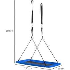 Outsunny Balançoire Nid D'oiseau Rectangulaire XXL Balançoire Panier Dim. 150L X 80l X 180H Cm Hauteur Réglable Métal époxy Oxford Bleu Noir 9 Outsunny Balançoire Nid D'oiseau Rectangulaire XXL Balançoire Panier Dim. 150L X 80l X 180H Cm Hauteur Réglable Métal époxy Oxford Bleu Noir -Outsunny Soldes Magasin 29991146 3