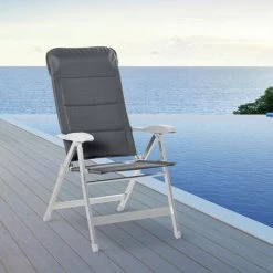 Outsunny Chaise De Jardin Pliante Dossier Haut Inclinable Multipositions Accoudoirs Tétière Alu. Oxford Déperlant Gris - Gris -Outsunny Soldes Magasin 30030812 2