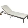 Outsunny Bain De Soleil Transat Grand Confort - Dossier Inclinable 4 Positions Roulettes - Matelas Déhoussable Inclus - Métal époxy Résine Tressée Marron