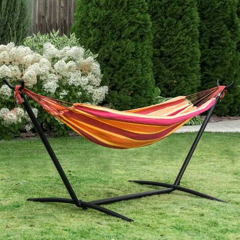 Outsunny Hamac De Jardin Avec Support En Métal époxy Hamac Sur Pied 1 Place Charge Max. 120 Kg Sac Transport Rouge - Rouge 4 Outsunny Hamac De Jardin Avec Support En Métal époxy Hamac Sur Pied 1 Place Charge Max. 120 Kg Sac Transport Rouge - Rouge – Image 2