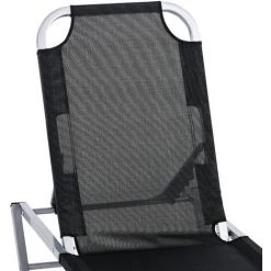 Outsunny Bain De Soleil Transat Design Contemporain Dossier Inclinable Multi-positions Alu Textilène Noir - Noir -Outsunny Soldes Magasin 30108400 4