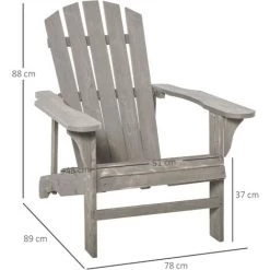 Outsunny Fauteuil De Jardin Adirondack Dim. 78L X 89P X 88H Cm Bois Massif Sapin Gris Effet Vieilli 9 Outsunny Fauteuil De Jardin Adirondack Dim. 78L X 89P X 88H Cm Bois Massif Sapin Gris Effet Vieilli -Outsunny Soldes Magasin 30108428 3