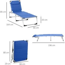 Outsunny Bain De Soleil Transat Pliable Dossier Réglable Multi-positions Matelassage Tétière Alu Textilène Bleu 9 Outsunny Bain De Soleil Transat Pliable Dossier Réglable Multi-positions Matelassage Tétière Alu Textilène Bleu -Outsunny Soldes Magasin 30108445 3