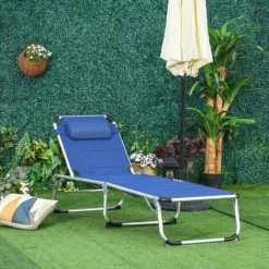 Outsunny Bain De Soleil Transat Pliable Dossier Réglable Multi-positions Matelassage Tétière Alu Textilène Bleu 10 Outsunny Bain De Soleil Transat Pliable Dossier Réglable Multi-positions Matelassage Tétière Alu Textilène Bleu -Outsunny Soldes Magasin 30108445 4
