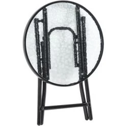 Outsunny Table Basse Ronde Bistro De Jardin Ø 45 X 50H Cm Pliable Métal époxy Noir Plateau Verre Trempé - Noir -Outsunny Soldes Magasin 30108448 4