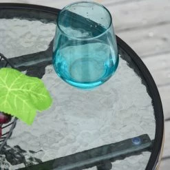 Outsunny Table Basse Ronde Bistro De Jardin Ø 45 X 50H Cm Pliable Métal époxy Noir Plateau Verre Trempé - Noir -Outsunny Soldes Magasin 30108448 5