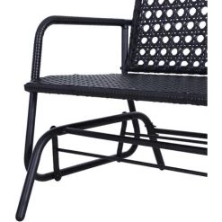 Outsunny Banc à Bascule De Jardin 2 Places Style Cosy Chic Métal époxy Résine Tressée Imitation Rotin Noir - Noir -Outsunny Soldes Magasin 30108462 4