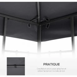 Outsunny Toile De Rechange Pour Pavillon Tonnelle Tente 3 X 3 M Polyester Haute Densité 180 G/m² Gris -Outsunny Soldes Magasin 30163890 5