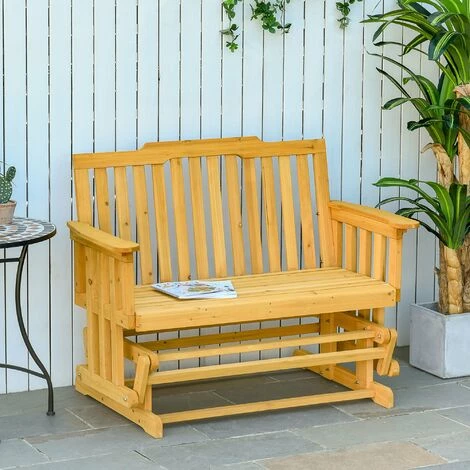 Outsunny Banc à Bascule De Jardin 2 Places Style Rural Chic Bois Massif Sapin Pré-huilé - Jaune 4 Outsunny Banc à Bascule De Jardin 2 Places Style Rural Chic Bois Massif Sapin Pré-huilé - Jaune – Image 2