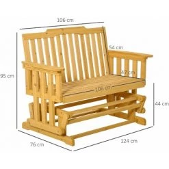 Outsunny Banc à Bascule De Jardin 2 Places Style Rural Chic Bois Massif Sapin Pré-huilé - Jaune 9 Outsunny Banc à Bascule De Jardin 2 Places Style Rural Chic Bois Massif Sapin Pré-huilé - Jaune -Outsunny Soldes Magasin 30202248 3