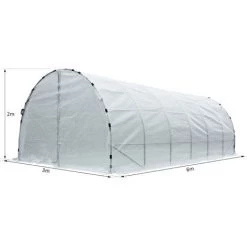 Outsunny Serre De Jardin Tunnel Surface Sol 18 M² 6L X 3l X 2H M Châssis Tubulaire Renforcé 25 Mm Double Porte Avec Poignées Blanc -Outsunny Soldes Magasin 3023957 3