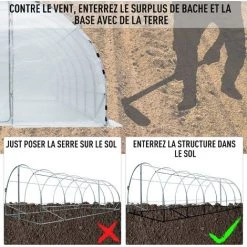 Outsunny Serre De Jardin Tunnel Surface Sol 18 M² 6L X 3l X 2H M Châssis Tubulaire Renforcé 25 Mm Double Porte Avec Poignées Blanc -Outsunny Soldes Magasin 3023957 4