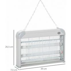 Outsunny Lampe UV Anti-insectes Anti Moustique Tue Mouche électrique Destructeur D'insectes 20 W Gris - Gris -Outsunny Soldes Magasin 30281182 3