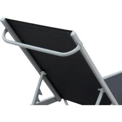 Outsunny Bain De Soleil Transat - Chaise Longue - Design Contemporain - Dossier Inclinable Multi-positions - Métal époxy Textilène Noir - Dim. 170 X 58 X 97 Cm -Outsunny Soldes Magasin 30391088 4