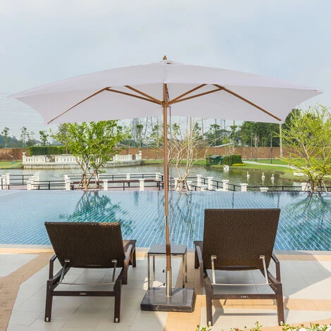 Outsunny Parasol Droit Rectangulaire De Jardin Grande Taille Dim. 3L X 2l X 2,5H M Blanc - Blanc 4 Outsunny Parasol Droit Rectangulaire De Jardin Grande Taille Dim. 3L X 2l X 2,5H M Blanc - Blanc – Image 2