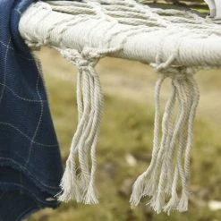 Outsunny Chaise Suspendue Banc Suspendu Dim. 130L X 75l X 40H M Macramé Coton Polyester Beige -Outsunny Soldes Magasin 30632875 5