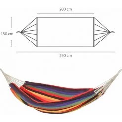 Outsunny Hamac De Voyage Respirant Portable Toile De Hamac Dim. 2,9L X 1,5l M Sac Transport Coton Polyester Multicolore - Multicolore -Outsunny Soldes Magasin 30632882 3