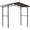 Outsunny Pavillon Jardin - Abri Barbecue - Steakhouse 2 étagères - Toit De Barbecue - Dim. 2,46L X 1,49l X 2,30H M - Alu. Métal Noir Toit Polycarbonate - Noir -Outsunny Soldes Magasin 30632956 1