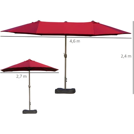 Outsunny Parasol De Jardin XXL Dim. 4,6L X 2,7l X 2,4H M Ouverture Fermeture Manivelle Pied & Contrepoids Inclus Acier Polyester Haute Densité Bordeaux 5 Outsunny Parasol De Jardin XXL Dim. 4,6L X 2,7l X 2,4H M Ouverture Fermeture Manivelle Pied & Contrepoids Inclus Acier Polyester Haute Densité Bordeaux – Image 3