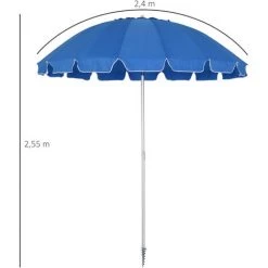 Outsunny Parasol Inclinable Rond Ø 220 Cm Tissu Polyester Haute Densité Anti-UV Mât Démontable Alu Sac De Transport Inclus Bleu -Outsunny Soldes Magasin 30632993 3