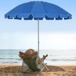 Outsunny Parasol Inclinable Rond Ø 220 Cm Tissu Polyester Haute Densité Anti-UV Mât Démontable Alu Sac De Transport Inclus Bleu -Outsunny Soldes Magasin 30632993 4