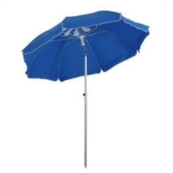 Outsunny Parasol Inclinable Octogonal Ø 190 Cm Tissu Polyester Haute Densité Anti-UV Hauteur Réglable Mât Alu Sac De Transport Inclus Bleu