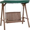Outsunny Balancelle De Jardin 2 Places Dim. 1,6L X 1,2l X 1,65H M Charge Max. Reco. 227 Kg Toit Pare-soleil Intégré Bois De Sapin Polyester Vert - Vert -Outsunny Soldes Magasin 30811852 1
