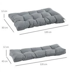 Outsunny Coussins Matelas Assise Dossier Pour Banc De Jardin Balancelle Canapé 2 Places Grand Confort Dim. 120L X 80l X 12H Cm Polyester Gris - Gris 9 Outsunny Coussins Matelas Assise Dossier Pour Banc De Jardin Balancelle Canapé 2 Places Grand Confort Dim. 120L X 80l X 12H Cm Polyester Gris - Gris -Outsunny Soldes Magasin 30811853 3