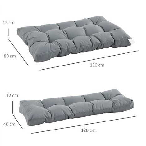 Outsunny Coussins Matelas Assise Dossier Pour Banc De Jardin Balancelle Canapé 2 Places Grand Confort Dim. 120L X 80l X 12H Cm Polyester Gris - Gris 5 Outsunny Coussins Matelas Assise Dossier Pour Banc De Jardin Balancelle Canapé 2 Places Grand Confort Dim. 120L X 80l X 12H Cm Polyester Gris - Gris – Image 3
