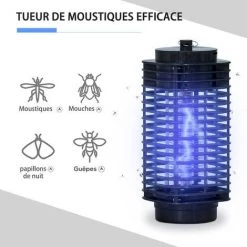Outsunny Lampe Anti-insectes Anti Moustique Design Lanterne Tue Mouche électrique Destructeur D'insectes LED 3 W Noir -Outsunny Soldes Magasin 30950961 5