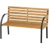 Outsunny Banc De Jardin 2 Places Style Rural Chic Assise Dossier à Lattes Bois Naturel Lasuré Châssis Acier époxy Noir - Marron -Outsunny Soldes Magasin 31121006 1