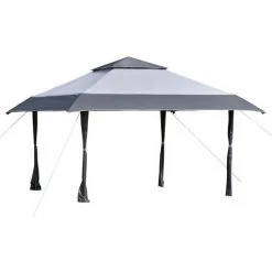 Outsunny Tonnelle Barnum De Jardin Pop-up Pliant 3,96L X 3,96l X 2,68H M Acier Polyester Sac Transport à Roulettes Gris