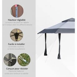 Outsunny Tonnelle Barnum De Jardin Pop-up Pliant 3,96L X 3,96l X 2,68H M Acier Polyester Sac Transport à Roulettes Gris -Outsunny Soldes Magasin 31121024 5