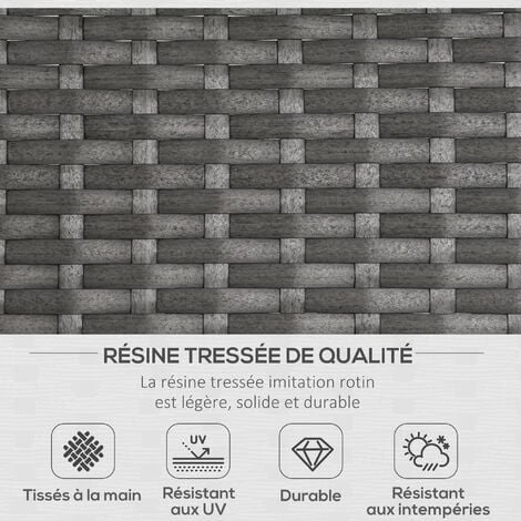 Outsunny Lot De 2 Fauteuils De Jardin Grand Confort Repose-pied Table Basse Résine Tressée Et Filaire Imitation Rotin Coussins Gris - Gris 7 Outsunny Lot De 2 Fauteuils De Jardin Grand Confort Repose-pied Table Basse Résine Tressée Et Filaire Imitation Rotin Coussins Gris - Gris – Image 5