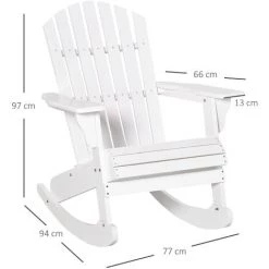 Outsunny Fauteuil De Jardin Adirondack à Bascule Rocking Chair Style Néo-rétro Assise Dossier Ergonomique Bois Sapin Traité Peint Blanc -Outsunny Soldes Magasin 31653851 3