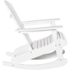 Outsunny Fauteuil De Jardin Adirondack à Bascule Rocking Chair Style Néo-rétro Assise Dossier Ergonomique Bois Sapin Traité Peint Blanc -Outsunny Soldes Magasin 31653851 5