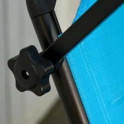 Outsunny Bain De Soleil Transat Pliable Grand Confort Dossier Pare-soleil Réglables Multi-positions Alu. Textilène Bleu -Outsunny Soldes Magasin 31653860 5