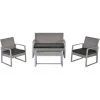 Outsunny Ensemble Salon De Jardin Design Contemporain Style Yachting 4 Places Coussins Inclus Table Basse Métal époxy Résine Tressée Grise - Gris -Outsunny Soldes Magasin 31653912 1