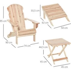 Outsunny Fauteuil De Jardin Adirondack Pliable Avec Repose-pied Et Table Basse Bois Sapin Traité Naturel 9 Outsunny Fauteuil De Jardin Adirondack Pliable Avec Repose-pied Et Table Basse Bois Sapin Traité Naturel -Outsunny Soldes Magasin 31805575 3