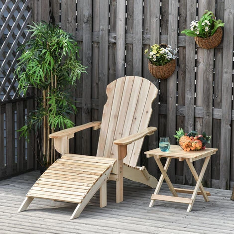 Outsunny Fauteuil De Jardin Adirondack Pliable Avec Repose-pied Et Table Basse Bois Sapin Traité Naturel 6 Outsunny Fauteuil De Jardin Adirondack Pliable Avec Repose-pied Et Table Basse Bois Sapin Traité Naturel â Image 4