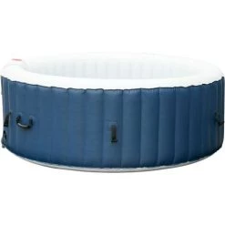 Outsunny Spa Gonflable Rond 4 Personnes Ø 1,80 X 0,65H M - 100 Buses D'air Hydro-massantes - Fonctions Chauffage Filtration - Liner PVC Blanc Bleu - Bleu