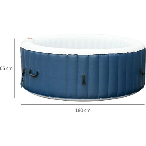 Outsunny Spa Gonflable Rond 4 Personnes Ø 1,80 X 0,65H M - 100 Buses D'air Hydro-massantes - Fonctions Chauffage Filtration - Liner PVC Blanc Bleu - Bleu 5 Outsunny Spa Gonflable Rond 4 Personnes Ø 1,80 X 0,65H M - 100 Buses D'air Hydro-massantes - Fonctions Chauffage Filtration - Liner PVC Blanc Bleu - Bleu – Image 3